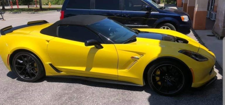 Yellow Corvette with professionally installed window tint